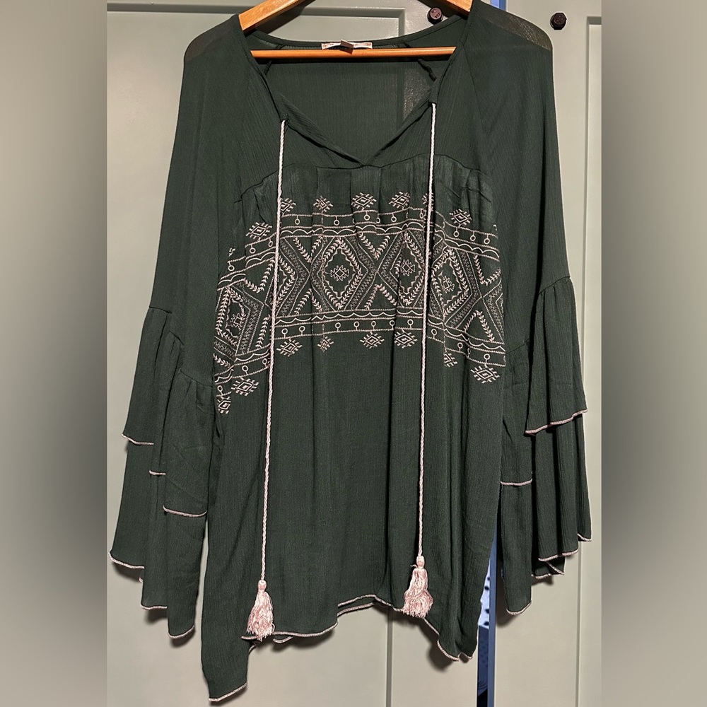Sage green Boho vibes top.